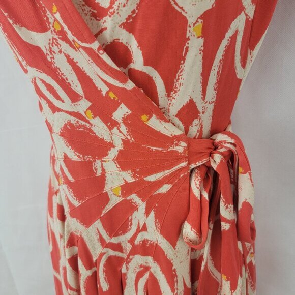Diane von Furstenberg Womens 6 Dress Wrap Orange ANTONIO Silk Knee Length DVF - Picture 4 of 15
